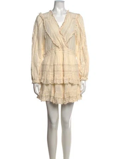 Pre-owned Loveshackfancy Floral Print Mini Dress In Neutrals