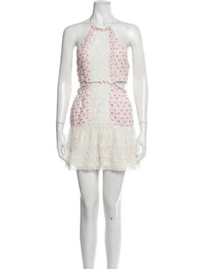 Pre-owned Loveshackfancy Floral Print Mini Dress In Neutrals