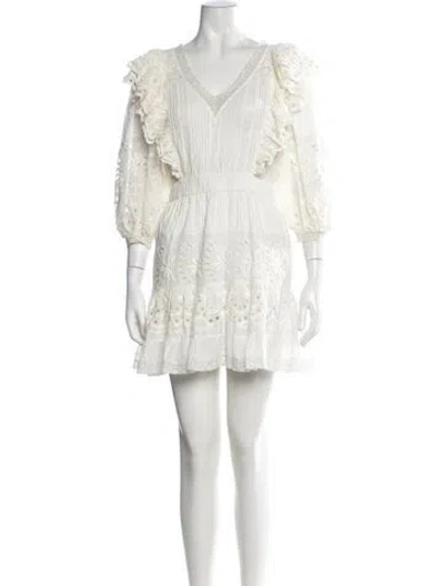 Pre-owned Loveshackfancy Floral Print Mini Dress In Neutrals