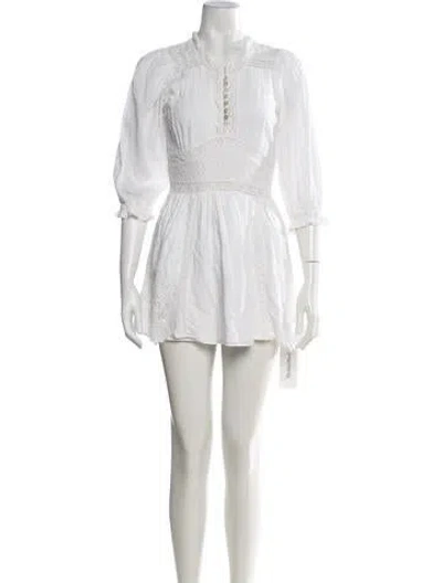 Pre-owned Loveshackfancy Floral Print Mini Dress In Neutrals