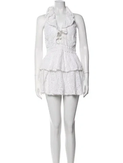 Pre-owned Loveshackfancy Floral Print Mini Dress In Neutrals