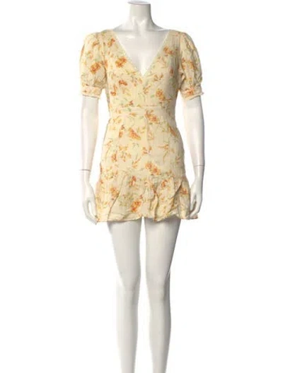 Pre-owned Loveshackfancy Floral Print Mini Dress In Neutrals