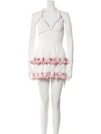 Pre-owned Loveshackfancy Floral Print Mini Dress In Neutrals