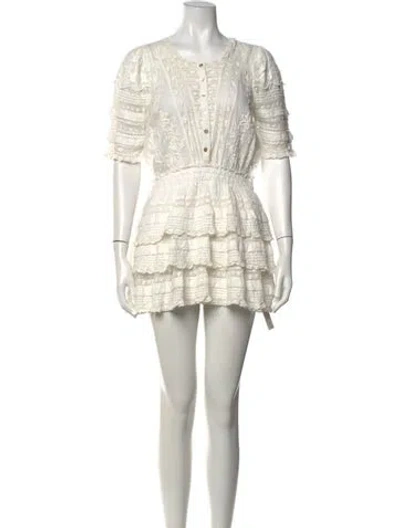 Pre-owned Loveshackfancy Floral Print Mini Dress In Neutrals