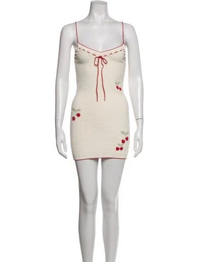 Pre-owned Loveshackfancy Floral Print Mini Dress In Neutrals