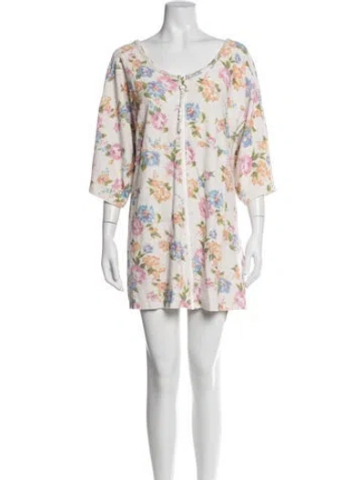 Pre-owned Loveshackfancy Floral Print Mini Dress In Neutrals