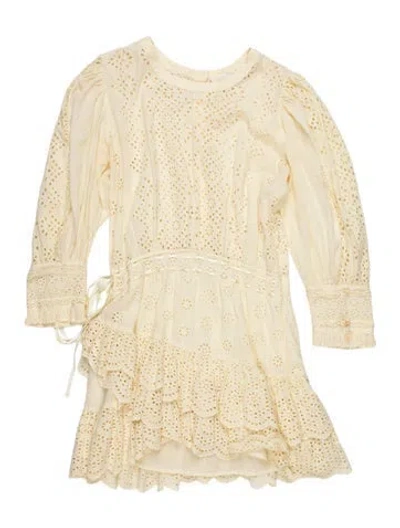 Pre-owned Loveshackfancy Floral Print Mini Dress In Neutrals