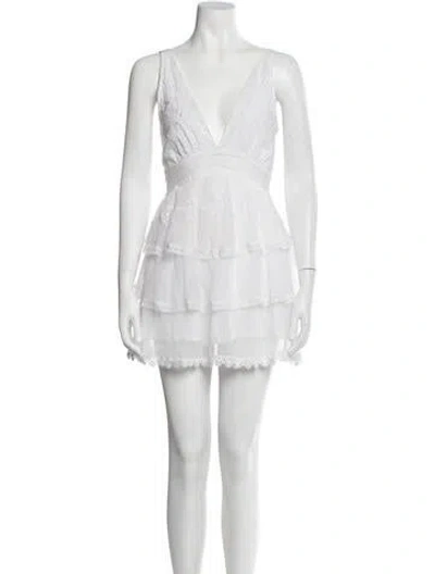 Pre-owned Loveshackfancy Floral Print Mini Dress In Neutrals