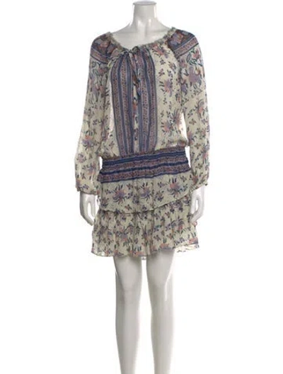 Pre-owned Loveshackfancy Floral Print Mini Dress In Neutrals