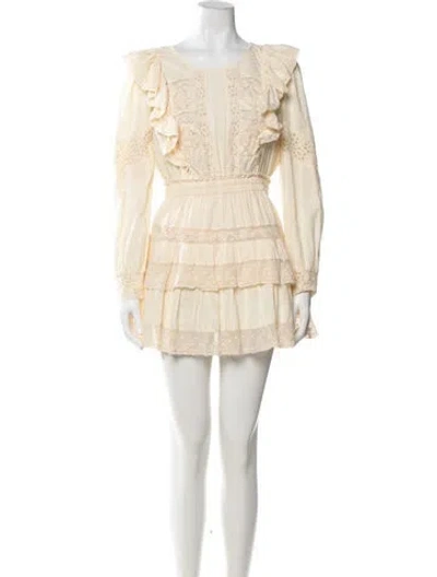 Pre-owned Loveshackfancy Floral Print Mini Dress In Neutrals