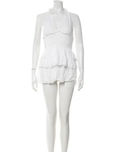 Pre-owned Loveshackfancy Floral Print Mini Dress In Neutrals