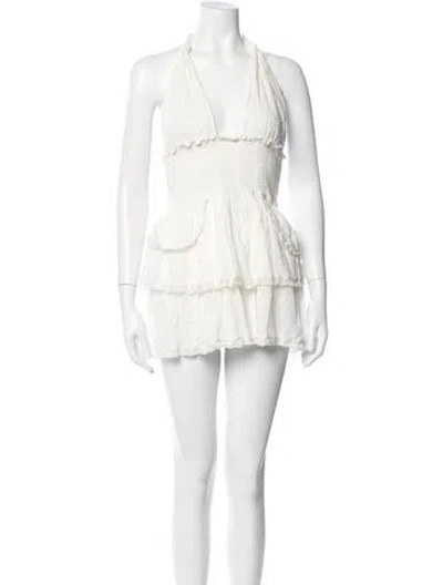 Pre-owned Loveshackfancy Floral Print Mini Dress In Neutrals