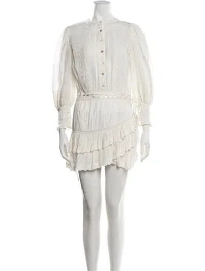 Pre-owned Loveshackfancy Floral Print Mini Dress In Neutrals