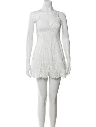 Pre-owned Loveshackfancy Floral Print Mini Dress In Neutrals