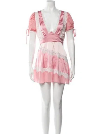 Pre-owned Loveshackfancy Floral Print Mini Dress In Neutrals/pink