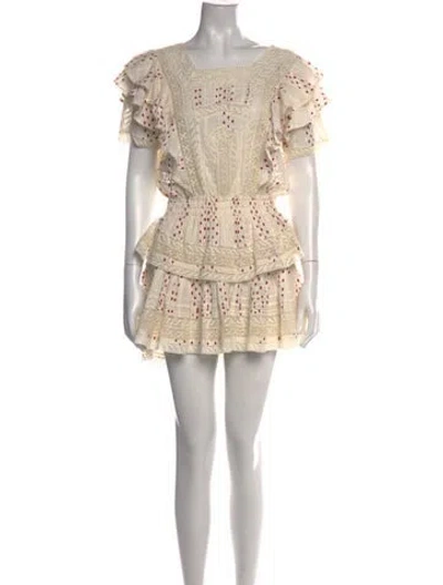 Pre-owned Loveshackfancy Floral Print Mini Dress In Neutrals/red