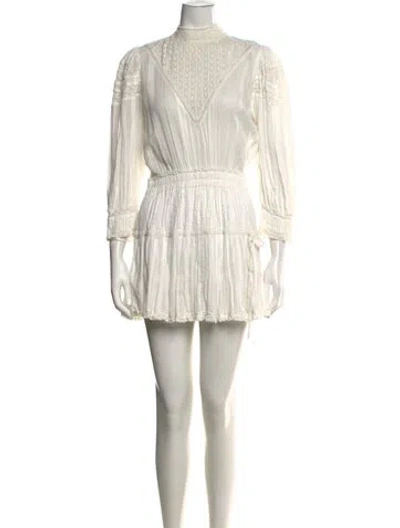 Pre-owned Loveshackfancy Floral Print Mini Dress In Neutrals/white