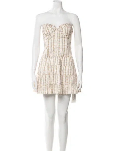 Pre-owned Loveshackfancy Floral Print Mini Dress In Orange