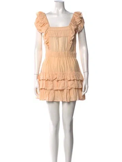Pre-owned Loveshackfancy Floral Print Mini Dress In Orange