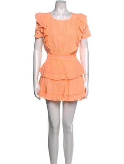 Pre-owned Loveshackfancy Floral Print Mini Dress In Orange