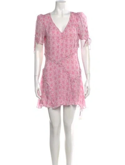 Pre-owned Loveshackfancy Floral Print Mini Dress In Pink