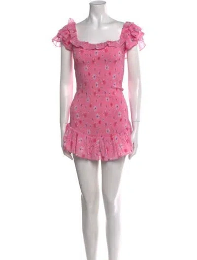 Pre-owned Loveshackfancy Floral Print Mini Dress In Pink