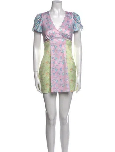 Pre-owned Loveshackfancy Floral Print Mini Dress In Pink