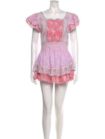 Pre-owned Loveshackfancy Floral Print Mini Dress In Pink
