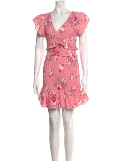 Pre-owned Loveshackfancy Floral Print Mini Dress In Pink