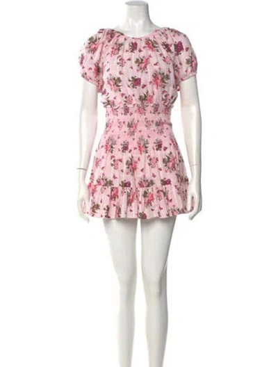 Pre-owned Loveshackfancy Floral Print Mini Dress In Pink