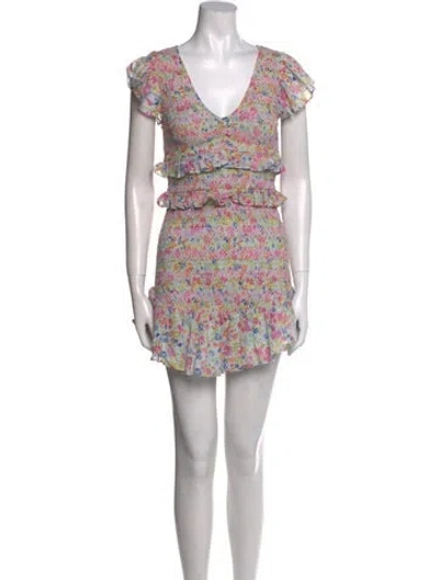 Pre-owned Loveshackfancy Floral Print Mini Dress In Pink