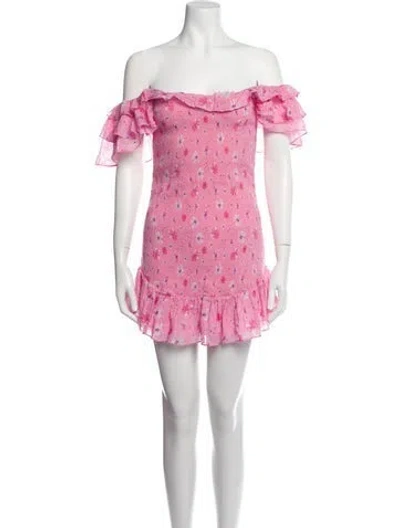 Pre-owned Loveshackfancy Floral Print Mini Dress In Pink