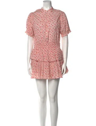 Pre-owned Loveshackfancy Floral Print Mini Dress In Pink