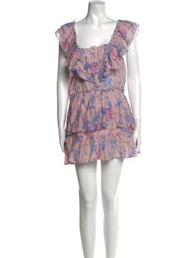 Pre-owned Loveshackfancy Floral Print Mini Dress In Pink