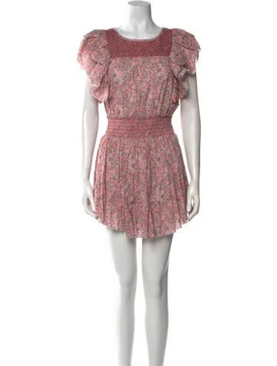 Pre-owned Loveshackfancy Floral Print Mini Dress In Pink