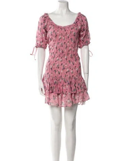 Pre-owned Loveshackfancy Floral Print Mini Dress In Pink