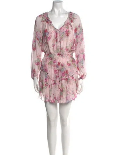 Pre-owned Loveshackfancy Floral Print Mini Dress In Pink