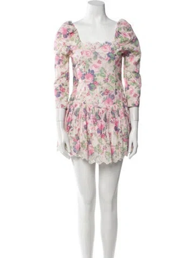 Pre-owned Loveshackfancy Floral Print Mini Dress In Pink