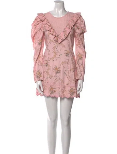 Pre-owned Loveshackfancy Floral Print Mini Dress In Pink