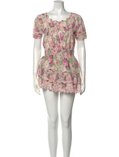 Pre-owned Loveshackfancy Floral Print Mini Dress In Pink