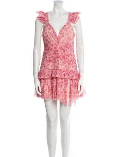 Pre-owned Loveshackfancy Floral Print Mini Dress In Pink