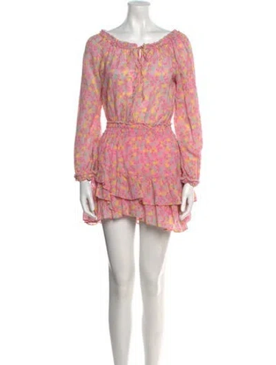 Pre-owned Loveshackfancy Floral Print Mini Dress In Pink