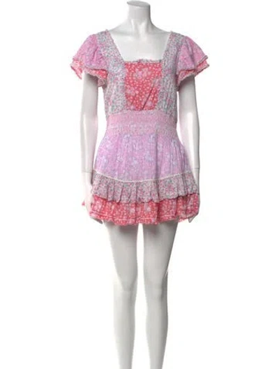 Pre-owned Loveshackfancy Floral Print Mini Dress In Pink