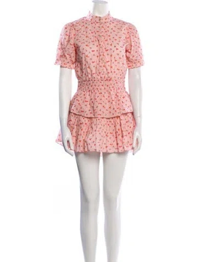 Pre-owned Loveshackfancy Floral Print Mini Dress In Pink