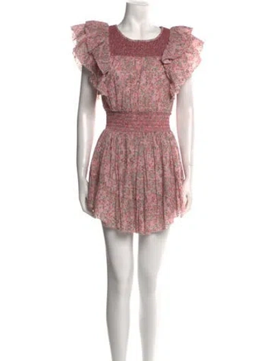 Pre-owned Loveshackfancy Floral Print Mini Dress In Pink