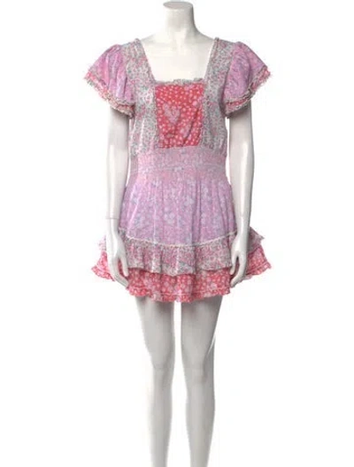 Pre-owned Loveshackfancy Floral Print Mini Dress In Pink