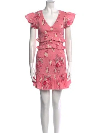 Pre-owned Loveshackfancy Floral Print Mini Dress In Pink