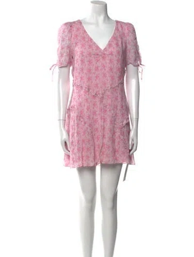 Pre-owned Loveshackfancy Floral Print Mini Dress In Pink