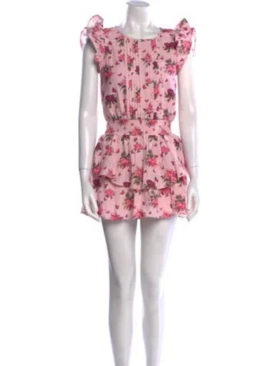 Pre-owned Loveshackfancy Floral Print Mini Dress In Pink