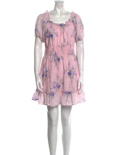 Pre-owned Loveshackfancy Floral Print Mini Dress In Pink